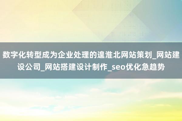 数字化转型成为企业处理的遑淮北网站策划_网站建设公司_网站搭建设计制作_seo优化急趋势